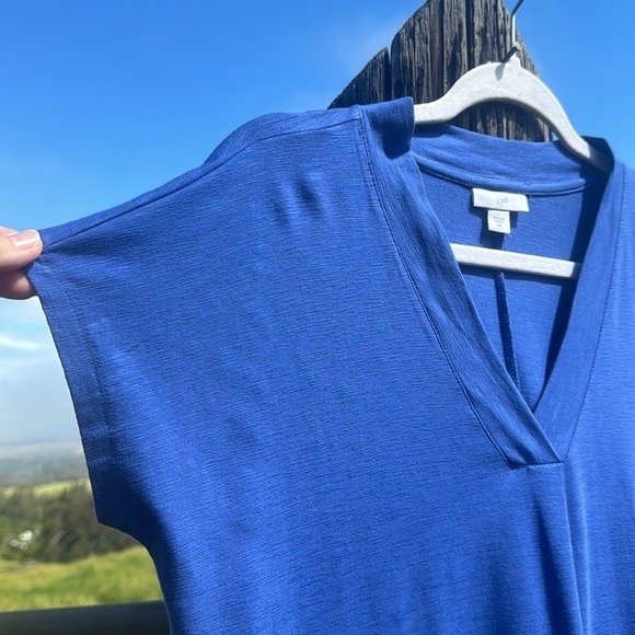 J Jill Blue Short Sleeve Coastal Tunic Dress Knee length XS - Picture 2 of 9